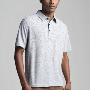 Hawker Rye Grey Speckled Polo Shirt Size Medium Short Sleeve Preppy Classic